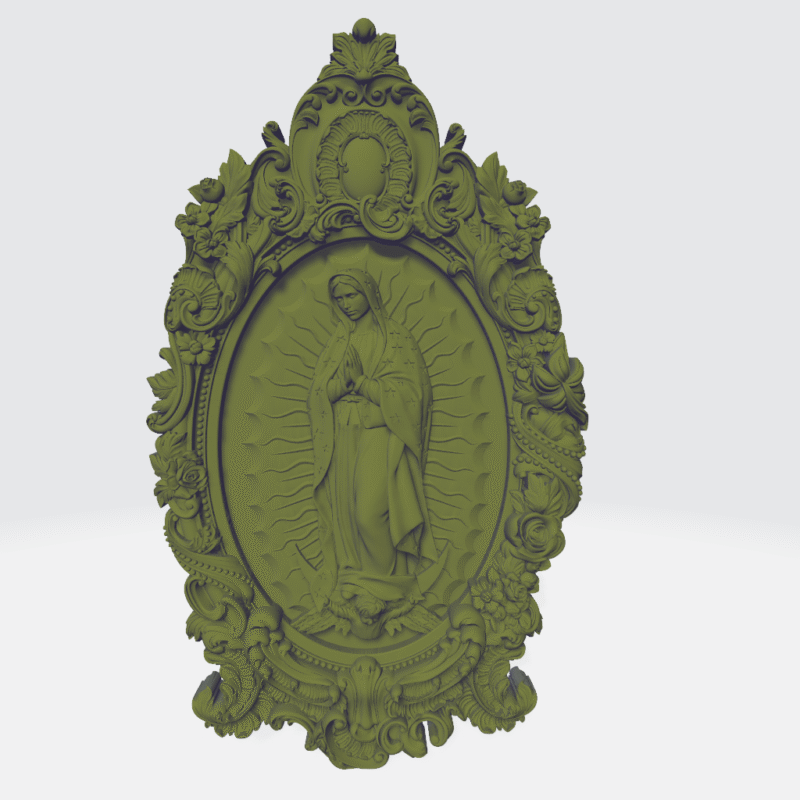 Archivo STL de Virgen de Guadalupe con Marco para Proyectos CNC 1