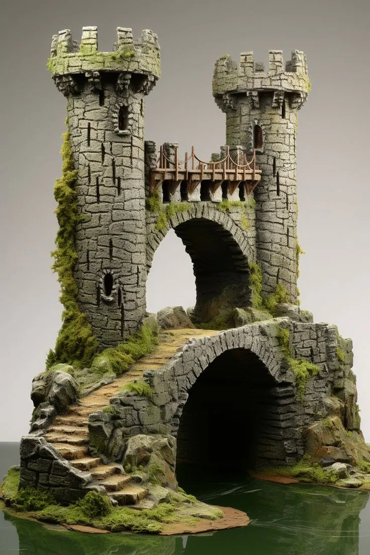 MODELO 3D STL/FBX CASTILLO EN UN PUENTE – ARTE PARA MODELAJE 3D O IMPRESIÓN 3D 4 Castle – Diseño Geométrico Para Manufactura