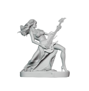 Modelo 3D STL Mujer tocando Guitarra – Arte Devocional para CNC e Impresión 3D
