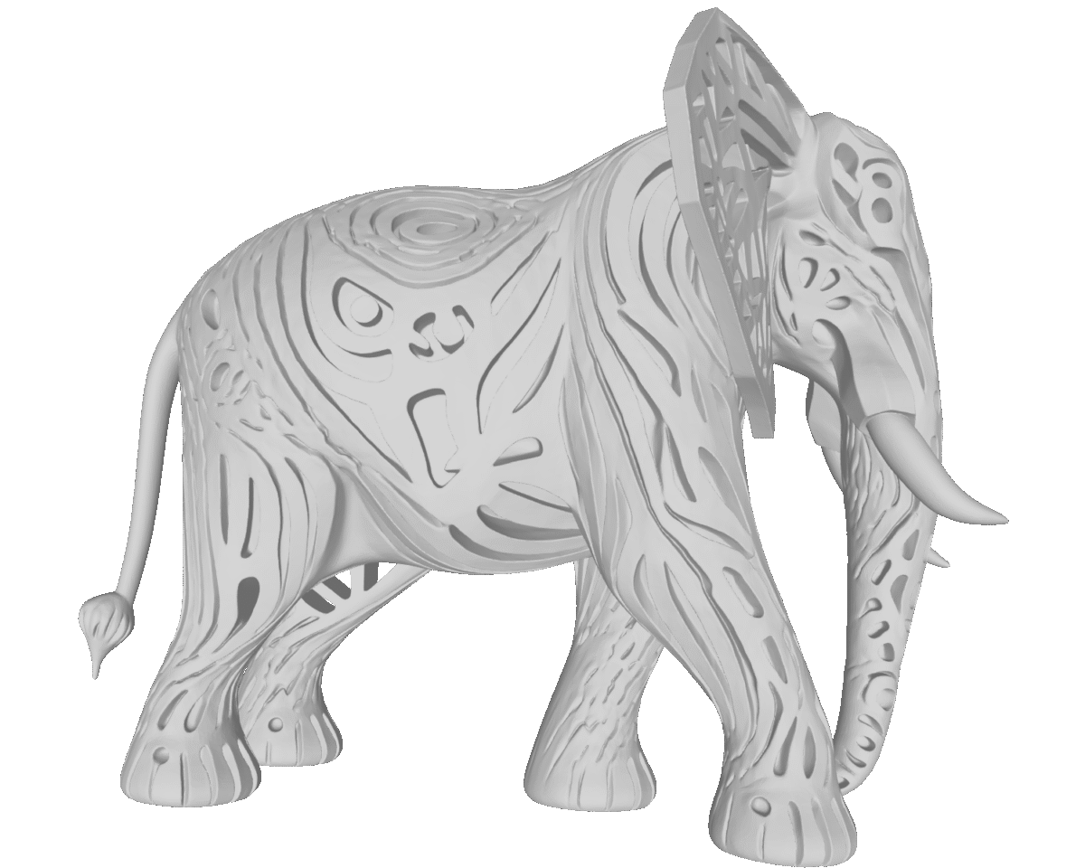 MODELO 3D STL ELEFANTE SUBREAL – ARTE DEVOCIONAL PARA CNC E IMPRESIÓN 3D 1 Modelo 3D Stl Elefante Subreal – Arte Devocional Para Cnc E Impresión 3D