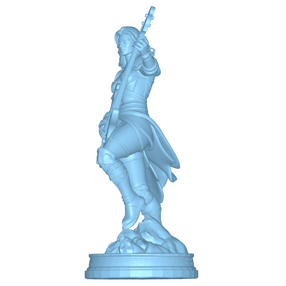 DISEÑO STL DE ESCULTURA DE PODER FEMENINO – GUERRERA MUSICAL EN ESTILO FANTÁSTICO – COMPATIBLE CON IMPRESIÓN 3D Y CORTE CNC 3 Escultura – Modelo Cnc Para Impresión