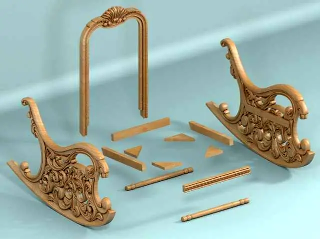 MECEDORA TALLADA EN ALTO RELIEVE STL-ROUTER CNC 7 Mecedora – Figura Artística En Formato 3D